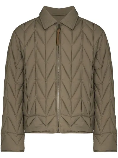 Ferragamo Zipped Padded Down Jacket In Green