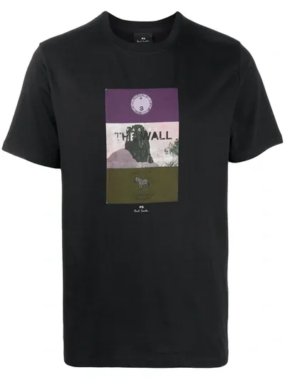 Ps By Paul Smith Facing The Wall Crew-neck T-shirt In Black