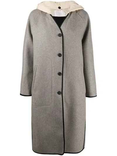 Tela Button-up Wool Coat In Neutrals