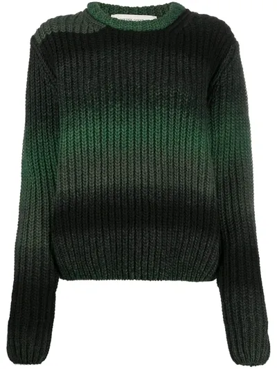 Golden Goose Horizontal-stripe Ribbed Jumper In Green