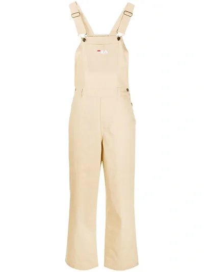 Fila Embroidered Logo Dungarees In Neutrals