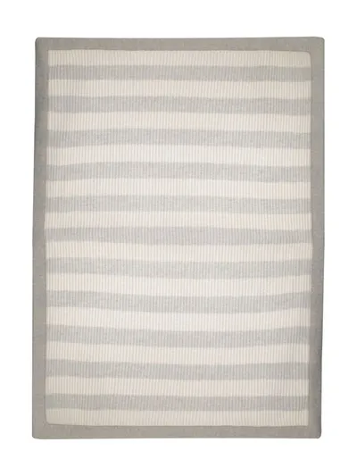 Brunello Cucinelli Kids' Striped Cashmere Scarf In Grey