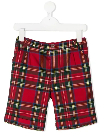 Siola Kids' Tartan Print Chino Shorts In Red