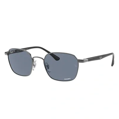 Ray Ban Sunglasses Male Rb3664ch Chromance - Shiny Black Frame Blue Lenses Polarized 50-19 In Gunmetal