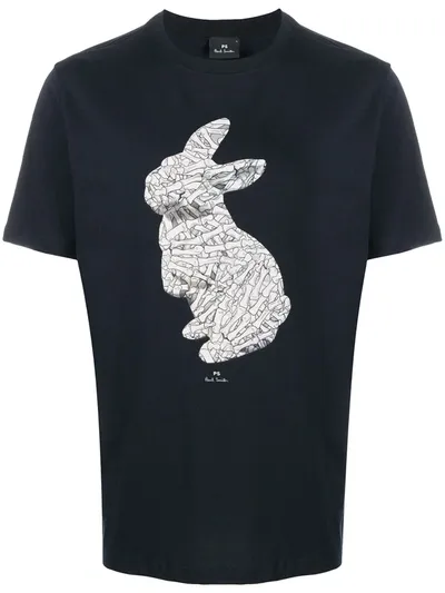 Ps By Paul Smith Rabbit Print T-shirt In Blue