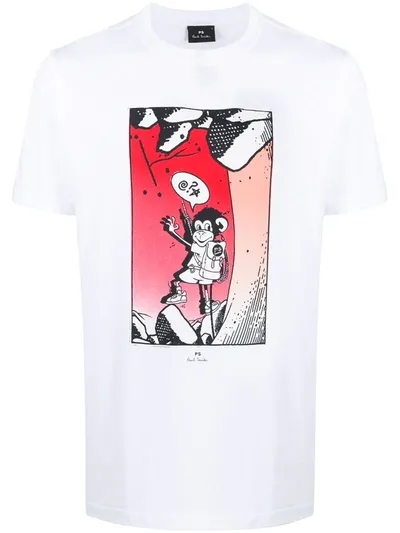 Ps By Paul Smith Monkey Graphic Print T-shirt In White