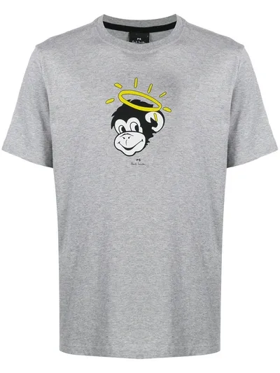 Ps By Paul Smith Monkey Graphic Print T-shirt In Grey