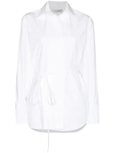 Valentino Tie-waist Long-sleeve Shirt In White