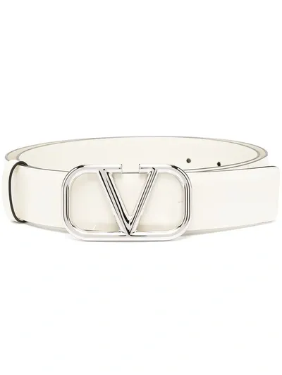 Valentino Garavani Vlogo-buckle Belt In White