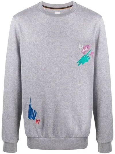 Paul Smith Embroidered Logo Scrawl Sweatshirt In Grey