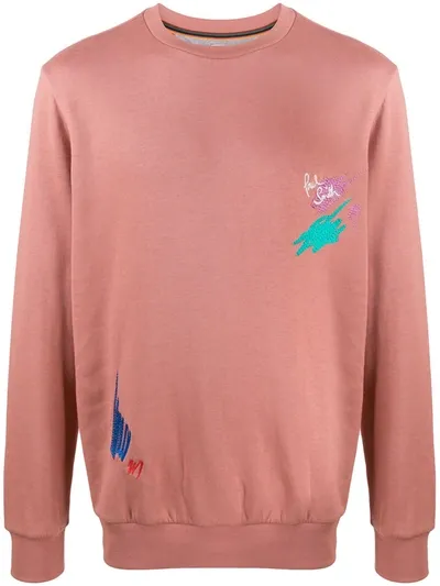 Paul Smith Embroidered Logo Scrawl Sweatshirt In Pink