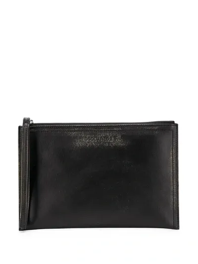 Dsquared2 Worn-effect Zip Pouch In Black