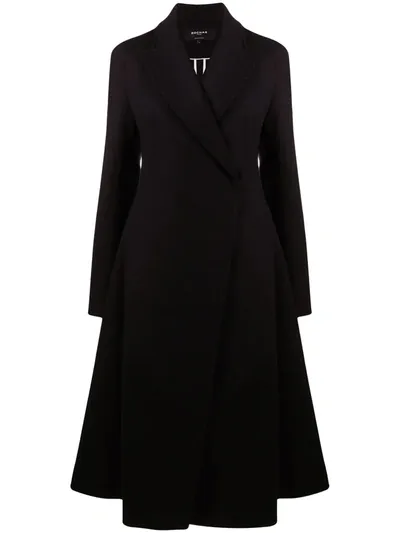 Rochas Flared Wool Coat In Black