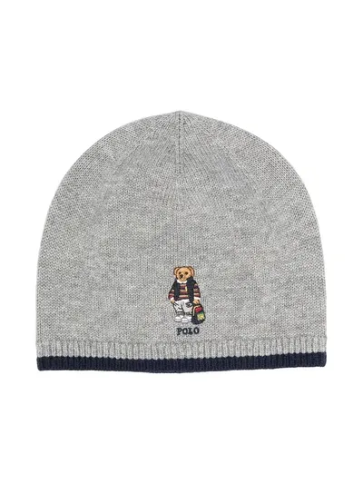 Ralph Lauren Kids' Backpack Bear Beanie In Grey