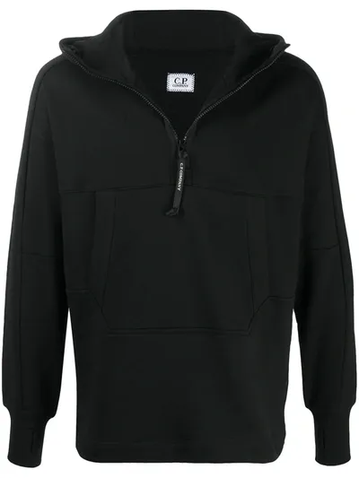 C.p. Company Half Zip Hoodie In Black