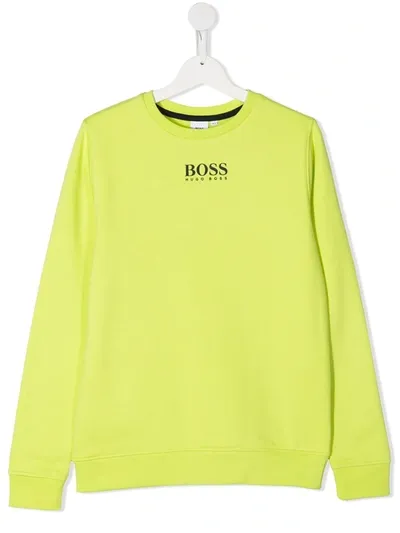 Hugo Boss Teen Logo Crew Neck Sweatshirt In Yellow