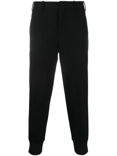 Neil Barrett Ribbed-cuffs Slim-fit Trousers In Black