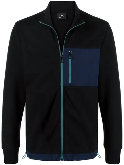 Ps By Paul Smith Zip-front Track Jacket In Black