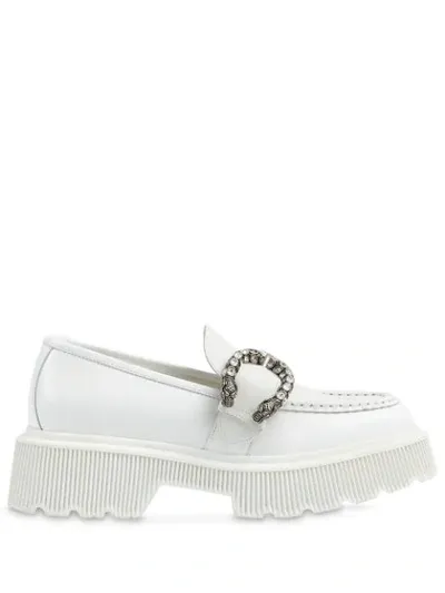 Gucci Crystal-embellished Chunky Loafers In White