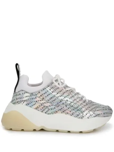 Stella Mccartney Eclypse Iridescent Logo-print Sneakers In Silver,black,white