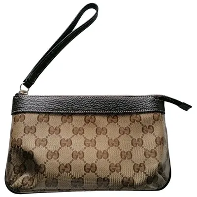 Pre-owned Gucci Cloth Clutch Bag In Brown