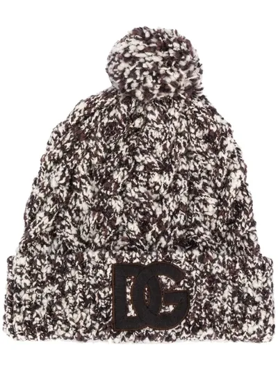 Dolce & Gabbana Embroidered-logo Knit Beanie In Black