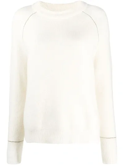 Max & Moi Raglan-sleeved Sweater In White