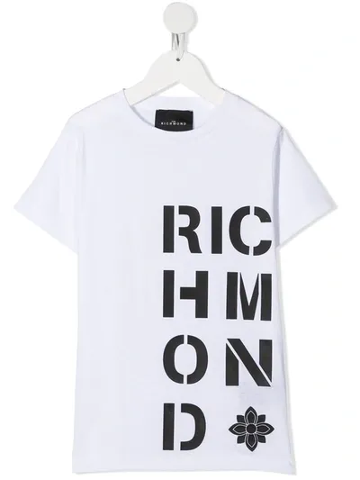 John Richmond Junior Kids' Graphic Logo-print T-shirt In White