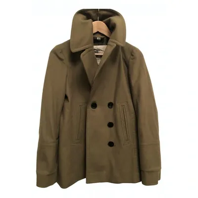 Pre-owned Burberry Wool Peacoat In Khaki