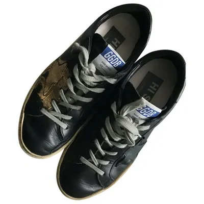 Pre-owned Golden Goose Hi Star Leather Trainers In Black