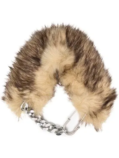 Raf Simons Faux-fur Chain-link Detail Collar In Neutrals