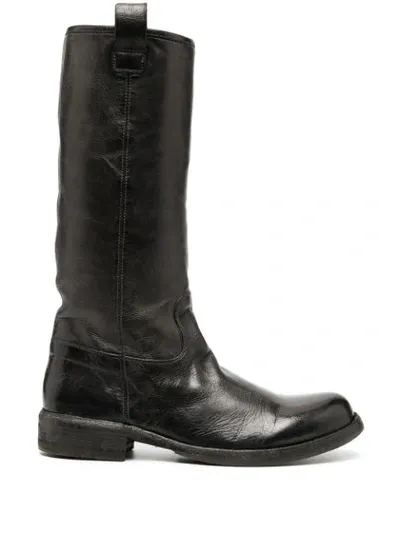 Officine Creative Legrand Leather Saddle Boots In Black