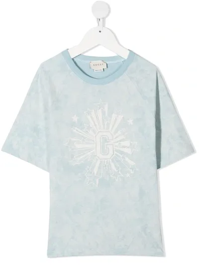 Gucci Kids' Logo-print T-shirt In Blue