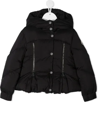 Moncler Kids' Hooded Down Jacket In Black