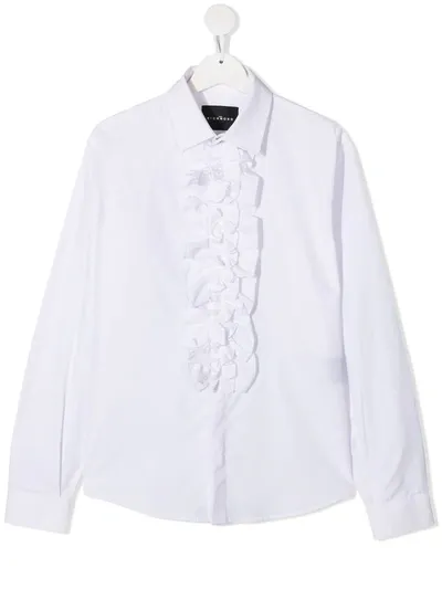 John Richmond Junior Teen Ruffle Trim Long-sleeved Shirt In White