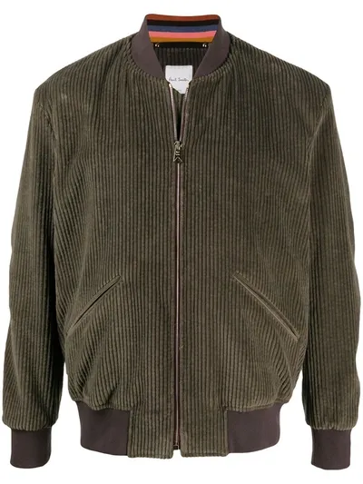 Paul Smith Ribbed Bomber Jacket In Grey