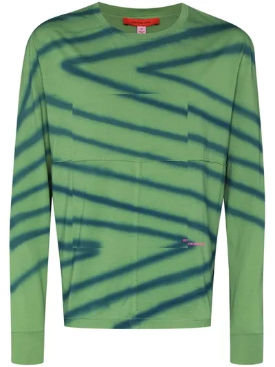 Eckhaus Latta Directional Spray Paint Striped Sweatshirt In Green