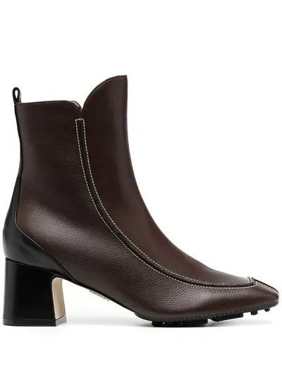 Rodo Square-toe Ankle Boots In Brown