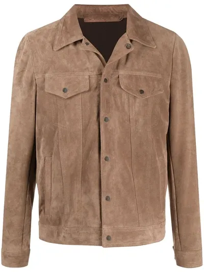 Salvatore Santoro Suede Leather Jacket In Brown