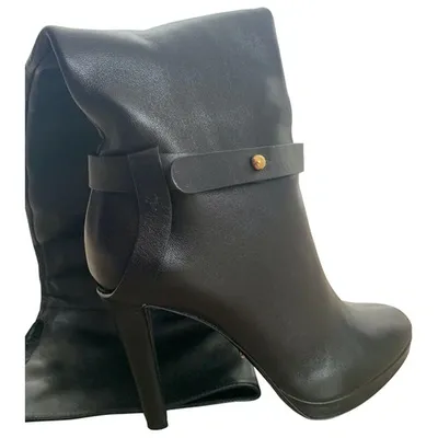 Pre-owned Sergio Rossi Leather Boots In Black