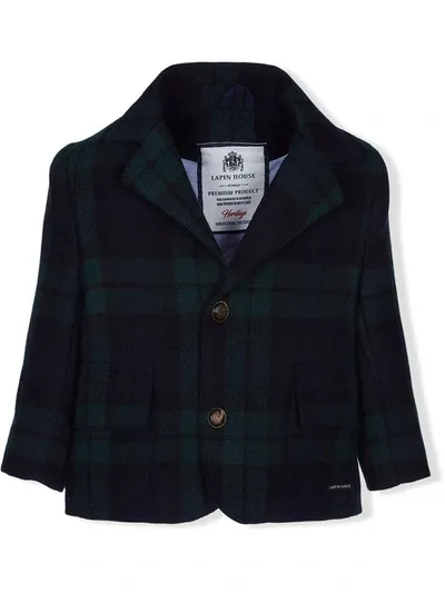 Lapin House Kids' Plaid Elbow-patch Blazer In Green