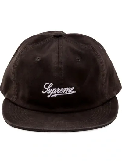 Supreme Script Logo Fitted 6-panel Cap In Black