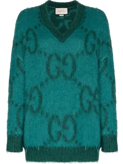 Gucci Gg Jacquard Sweater In Green