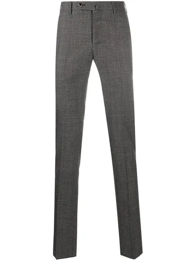 Pt01 Check Straight-leg Trousers In Grey