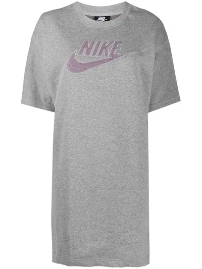 Nike Terry-cloth Logo T-shirt Dress In Grey