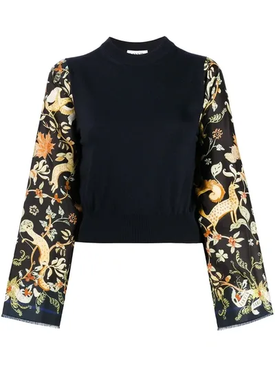 Lanvin Floral Printed Sleeves Jumper In Blue