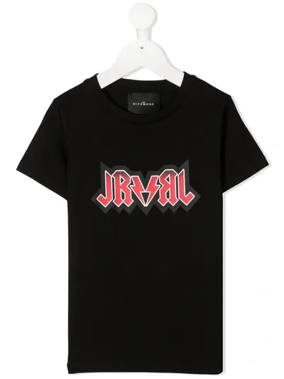 John Richmond Junior Kids' Logo Print T-shirt In Black