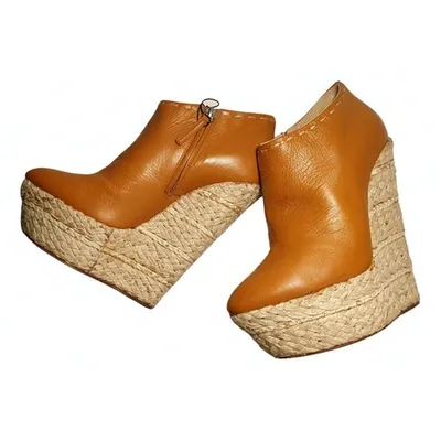 Pre-owned Giuseppe Zanotti Leather Espadrilles In Camel