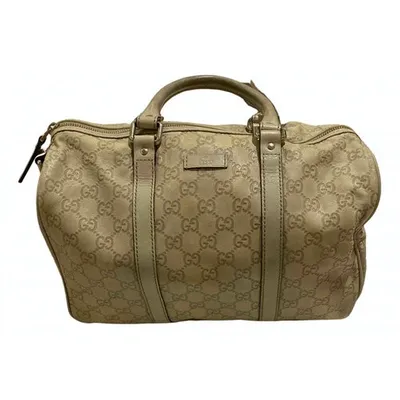 Pre-owned Gucci Boston Leather Handbag In Beige