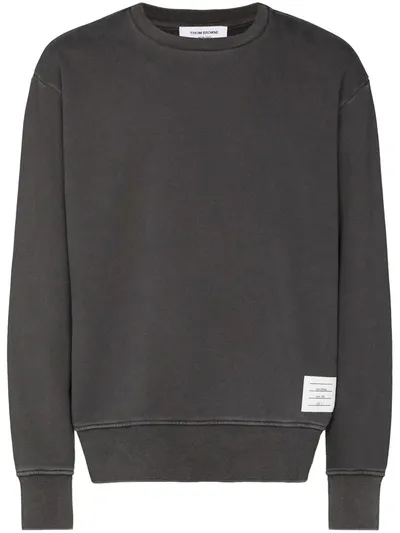 Thom Browne Logo-patch Crew-neck Sweatshirt In Grau